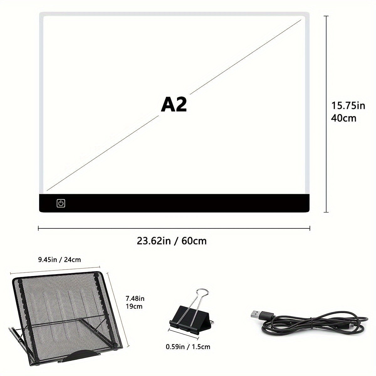 Large LED drawing board with 3-level dimmable light pad for diamond painting, USB powered, acrylic material, eye-care tracing light box