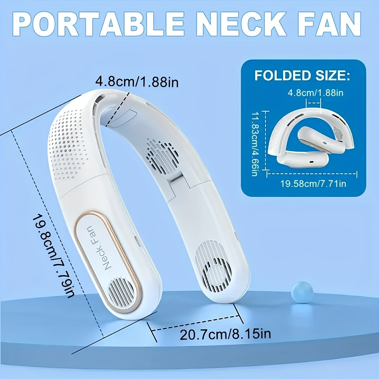 Get ready for the summer heat with the 1pc Hanging Neck Fan - a revolutionary no leaf fan that promises silent cooling power on-the-go. This portable fan is perfect for outdoor activities, with USB charging capability for convenience. Enjoy its light and