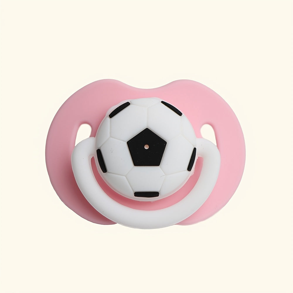 Soccer Ball Design Silicone Pacifier for Ages 0-6 - Single-piece Construction, Simple to Wash, Gentle on Teeth, Comes in Red, Blue, Green, Pink