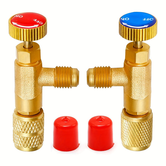 This high-quality, durable, and strong R410A and R22 refrigerant charging valve comes with 1/4" SAE male and female adapters. Made of copper, it measures 6cm x 2.4 inches and does not require electricity to operate.