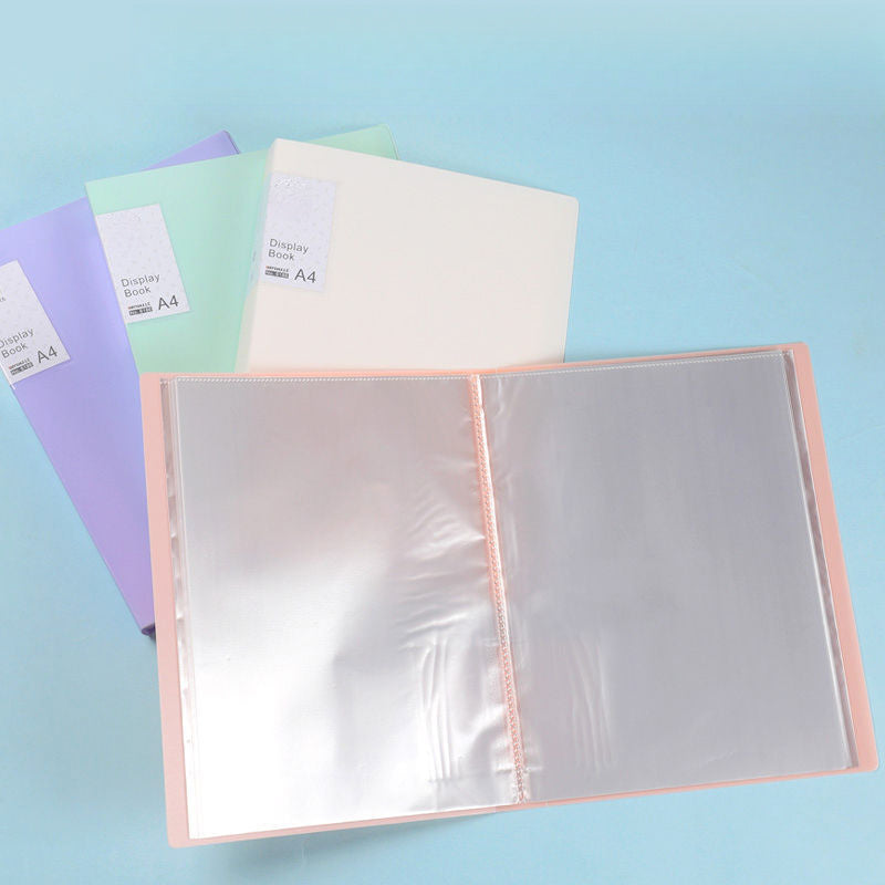 100 A4 size transparent PP plastic file folders - multi-layer organizer for office, art, photos, & collectibles storage.