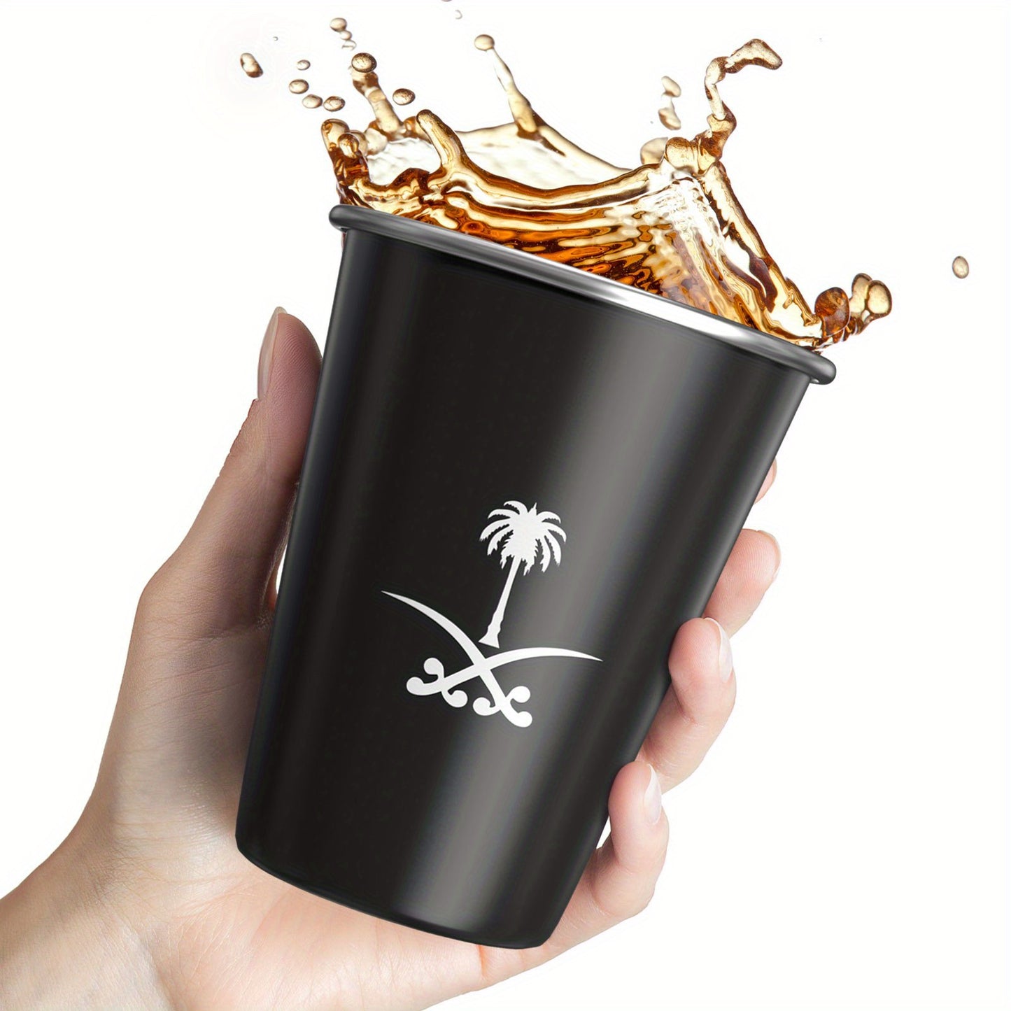 350ML Stainless Steel Water Cup featuring Saudi Arabia Emblem; PVC Free, Insulated, Machine Washable, Ideal for Outdoor Camping, Parties, and Gifts