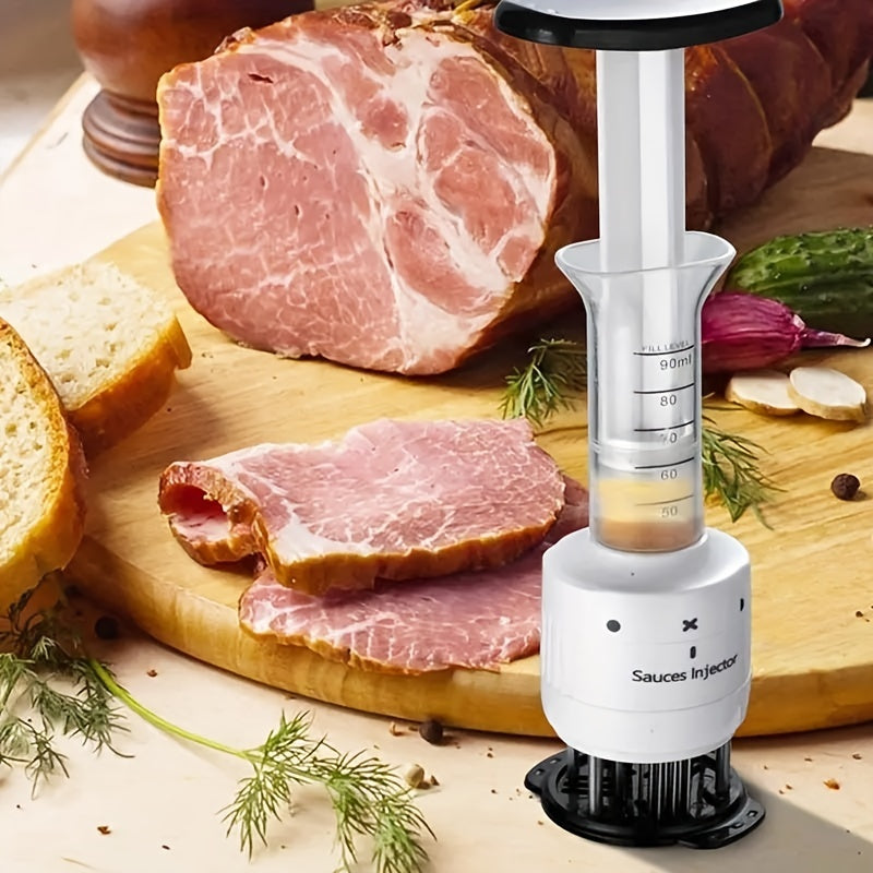 Get the 1pc Ultimate Meat Injector Kit to achieve flawlessly tender steaks and discover the secret weapon of professional chefs. This premium meat injector is perfect for tenderizing and flavoring steaks, making it a must-have kitchen accessory for BBQ