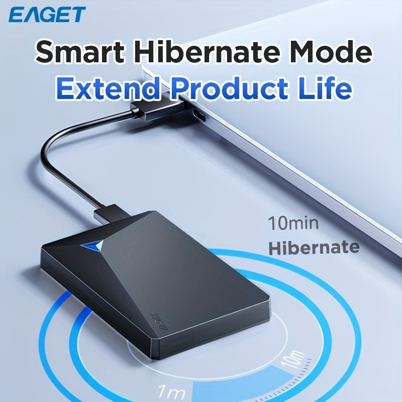 EAGET High-Speed USB 3.0 Portable External Hard Drive with UASP support for PC, PS4/5, Xbox, NTFS Pre-Formatted, Available in various sizes.