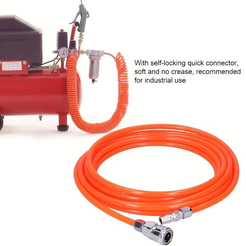 1pc 10m/15m/20m PE8*5mm Air Compressor Hose with Quick Connect Coupler, suitable for Europe and America, ideal for air tools and instruments.