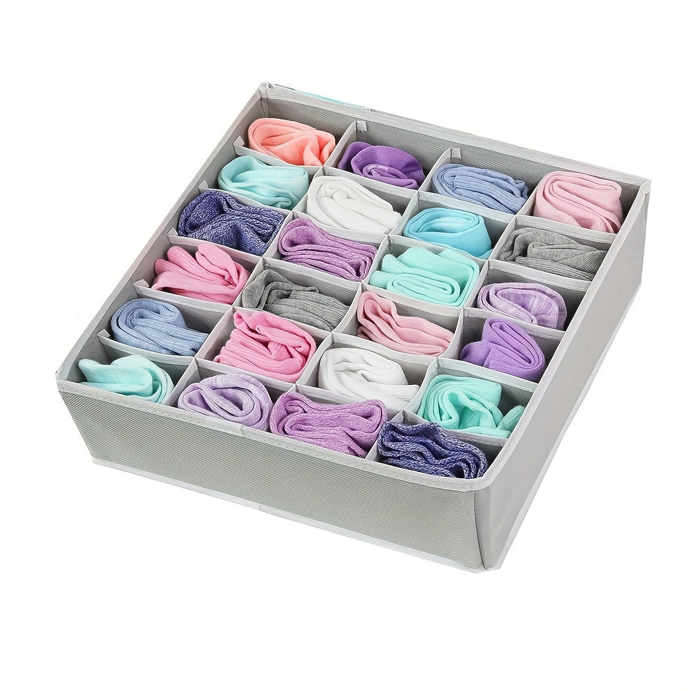 Foldable Fabric Drawer Organizer that holds 1 piece, designed for storing socks, underwear, and ties. It can be hanged in the closet for easy storage solutions and organization. Suitable for individuals aged 14 and above.