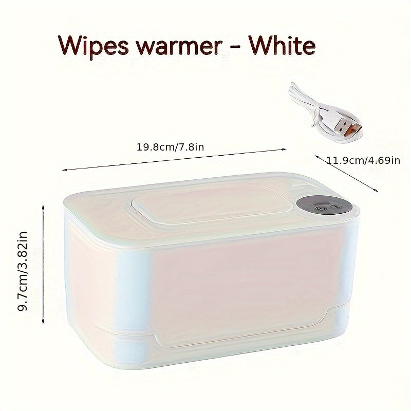 Portable USB night-light wet wipes warmer and dispenser perfect for use at home, in the car, or while traveling. Features a large capacity and compact design for easy storage.