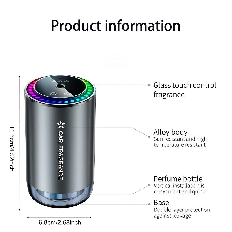 INSKAM Car Smart Aromatherapy Machine: 3 modes, touch sensor, LED ring, rechargeable lithium battery, USB charging, 50ml scent included.