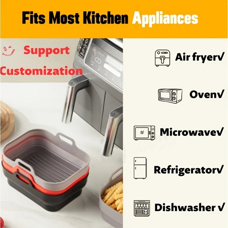 Set of 4 Silicone Air Fryer Accessories - Includes Collapsible Dual Basket Liners and Oven Mitts, Nonstick and Heat-Resistant, Fits Ninja, Tower, and Other Models