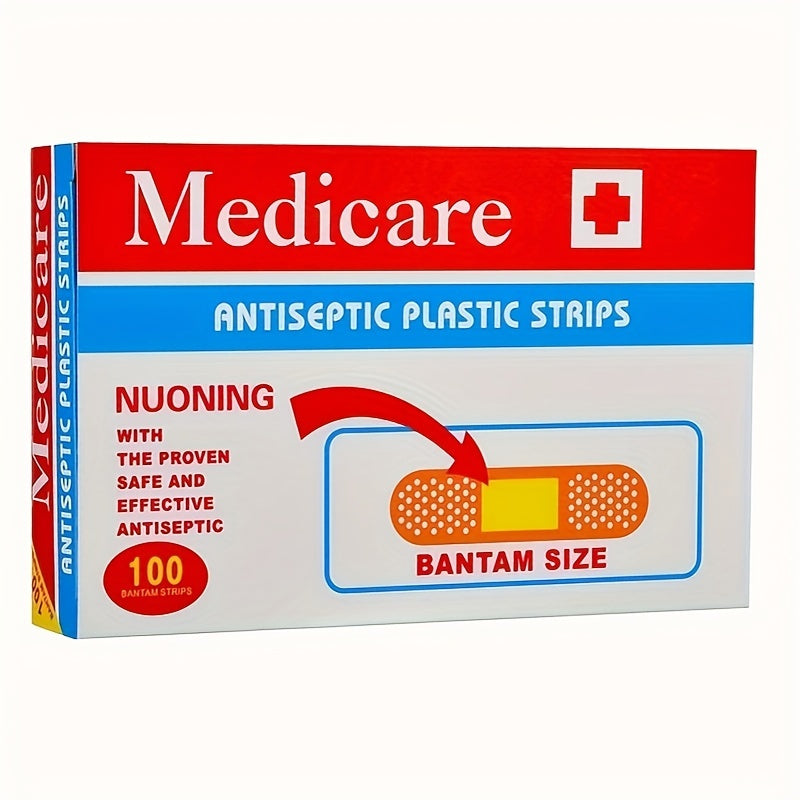 100 breathable bandages made of soft, durable nonwoven fabric for first aid and blister prevention.