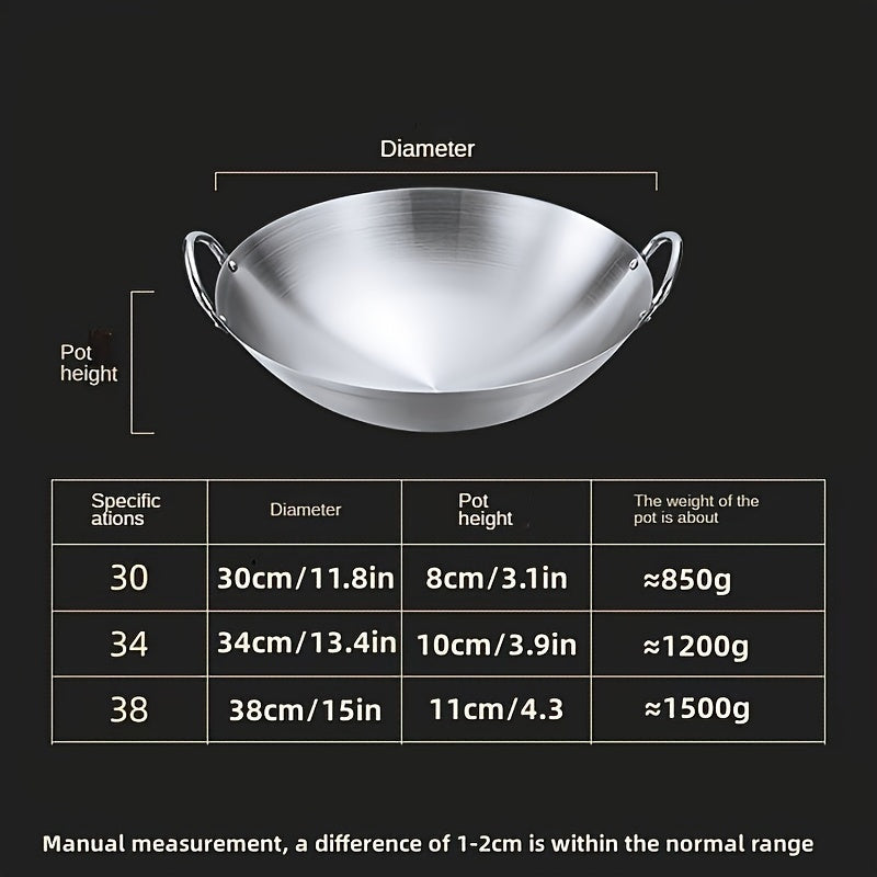 One-piece, Double-handled Stainless Steel Cooking Pot, Thickened Restaurant Pot without Coating, Large Rural Chef Canteen Pot, Suitable for Commercial and Household Use, Durable and High-quality Stainless Steel Pot, Easy to Clean.