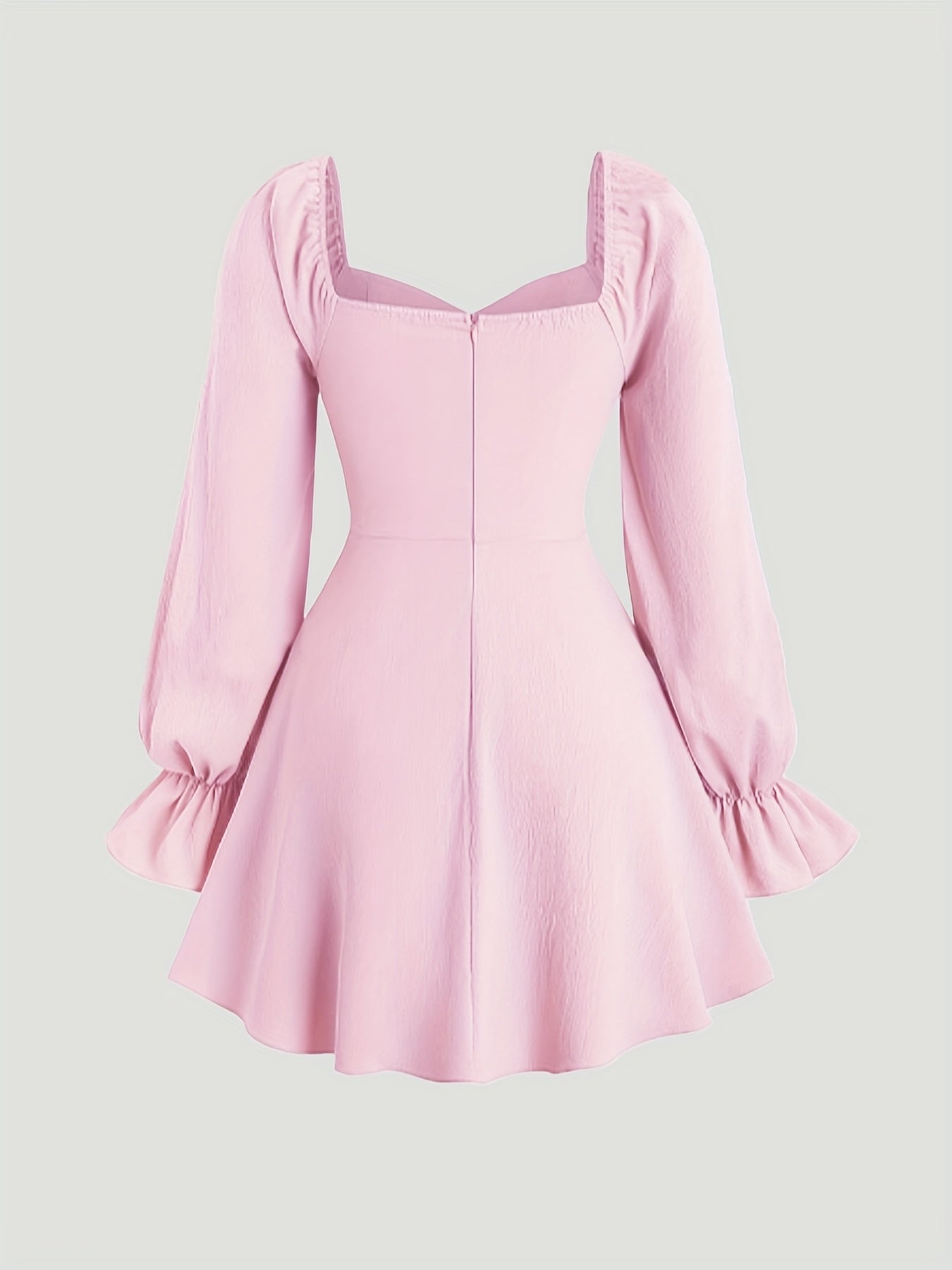 Plus size sweetheart neck dress with long sleeves, A-line cut, for women.