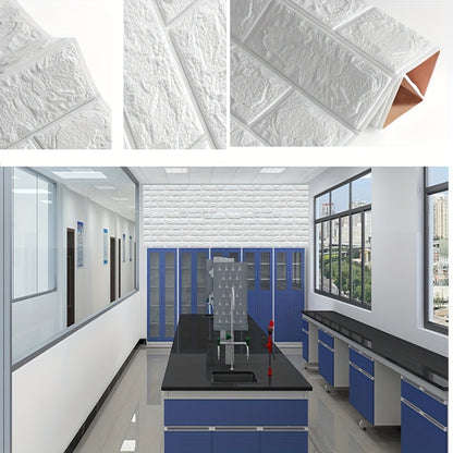 15pcs, foam soft tiles with 3D brick pattern wall stickers. Washable, waterproof, anti-mold and anti-stain.