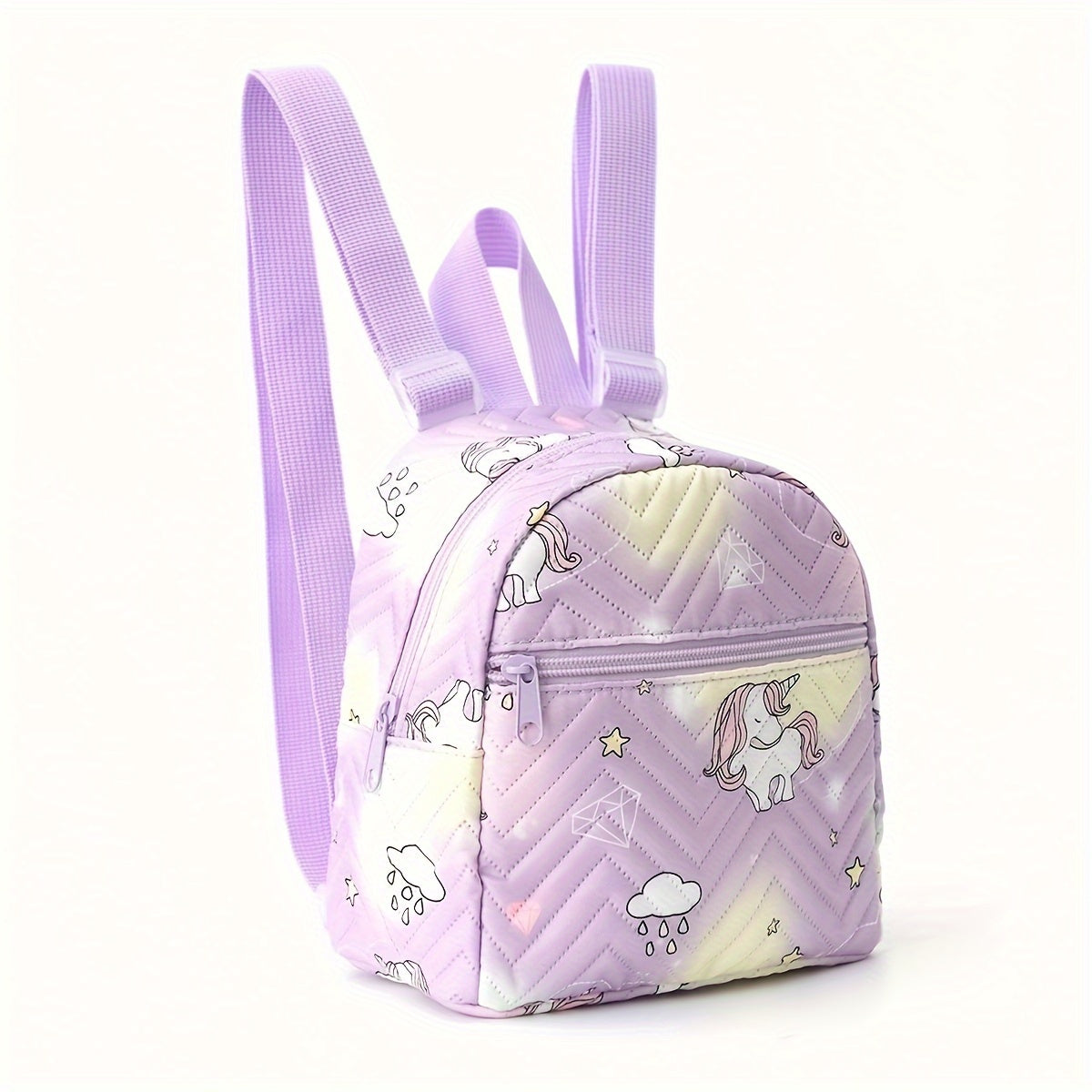 1pc Cute Pink Unicorn Backpack with Adjustable Straps - Waterproof PU Material, Stain-Resistant & Lightweight Design for School, Commuting, Travel - Cartoon Unicorn & Star Pattern, Daypack