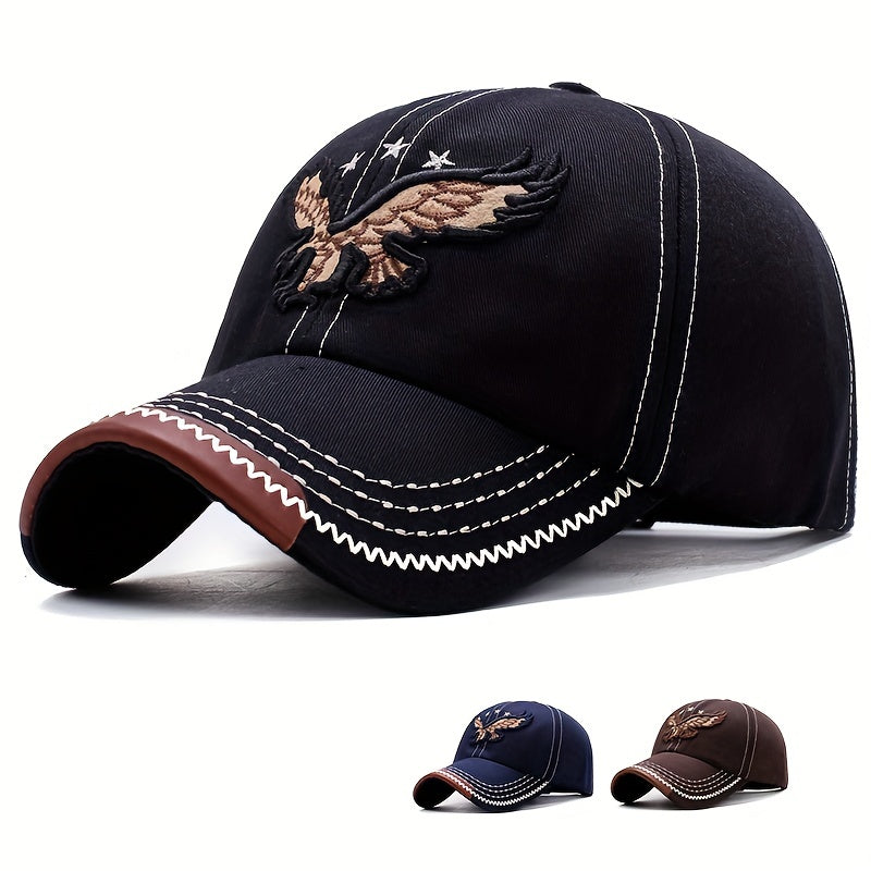 Perfect for outdoor sports, this unisex sunshade baseball cap features an eagle embroidery and breathable fabric. A great gift idea!