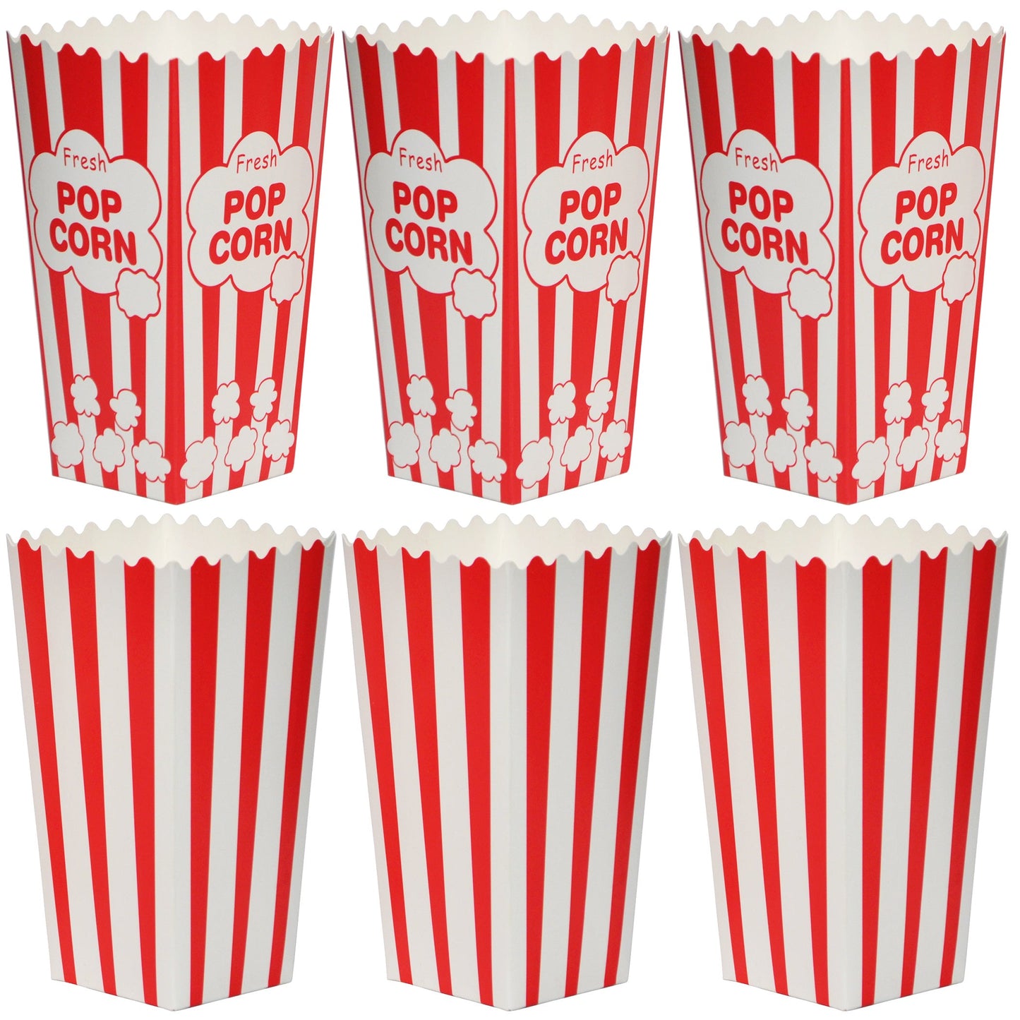 100 Disposable Red and White Popcorn Boxes - 2.27oz, Ideal for Movie Theaters, Home Use, or Carnival Parties - 250gsm Quality