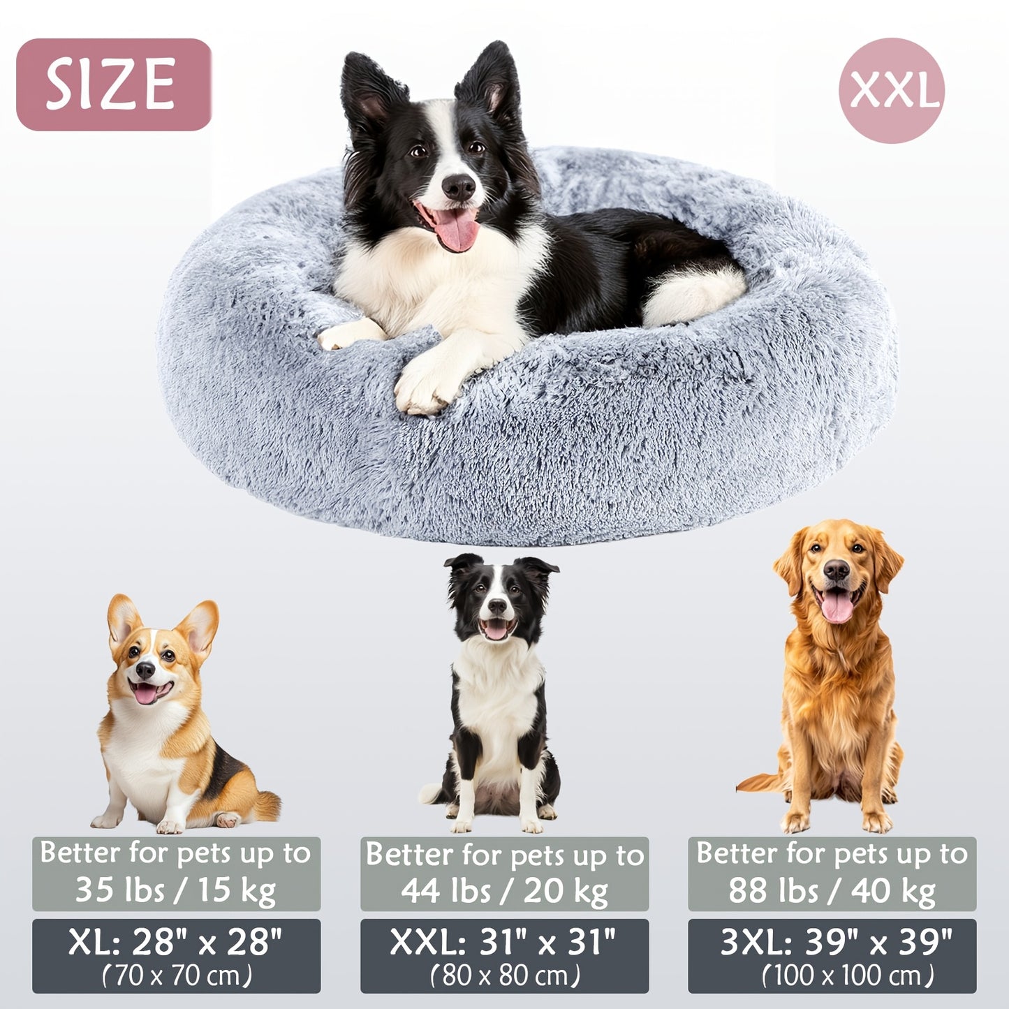 Cozy round pet bed for dogs, ideal for autumn and winter indoor sleeping.