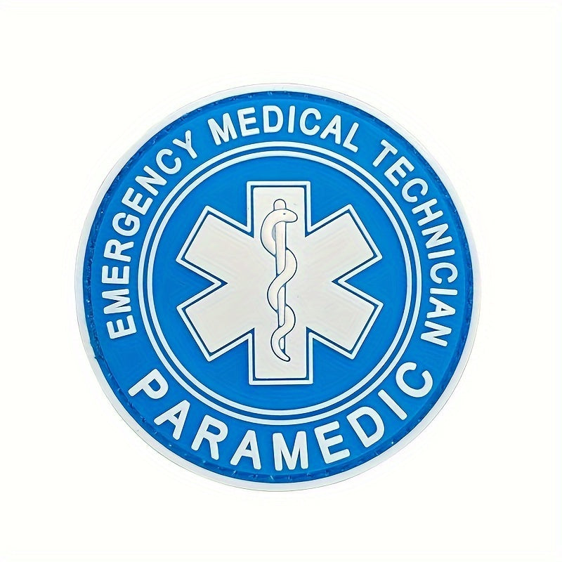 Paramedic PVC Rubber Badge featuring the Star of Life - A soft and durable first aid emblem perfect for attaching to backpacks and clothing.