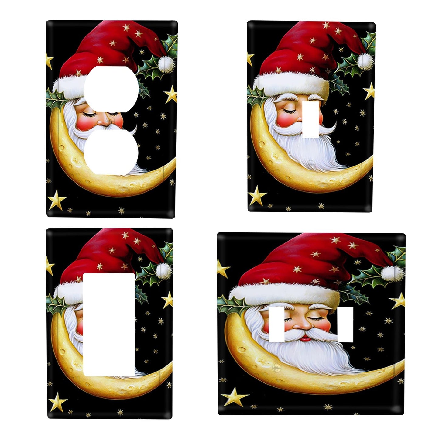 Santa Moon Modern Art Style Wall Art, Ideal for Bathroom, Bedroom, and Living Room, Perfect for Home Decoration, Available in 1Gang or 2Gang sizes