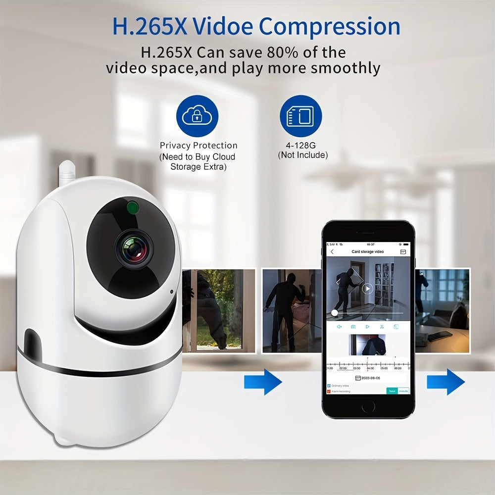 1pc 1080P HD Camera with 2.4G Wireless Wifi, Automatic Tracking, Motion Detection, Night Vision, Two-way Voice, High Security for Home Security, Baby, and Pet Monitoring