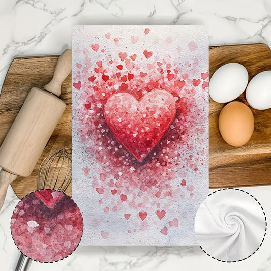 Set of 2 Kitchen Towels with Sea Salt Pattern for Valentine's Day, Ultra Soft and Highly Absorbent Dish Hand Towels. Perfect for Holiday Decor. Machine Washable. Size: 16x24 Inch. Item Number: 2KYSYS1217675