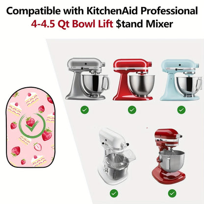 Durable Non-Slip Silicone Mixer Mat for 4.5/5 Quart Tilt-Head Mixers - Easy to Clean Strawberry & Cake Design