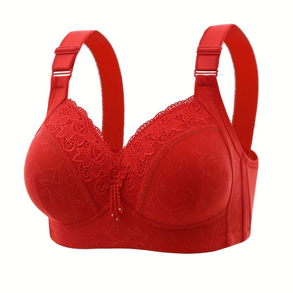 Stylish lace push-up bra with adjustable straps and floral detailing for all-day comfort and support.