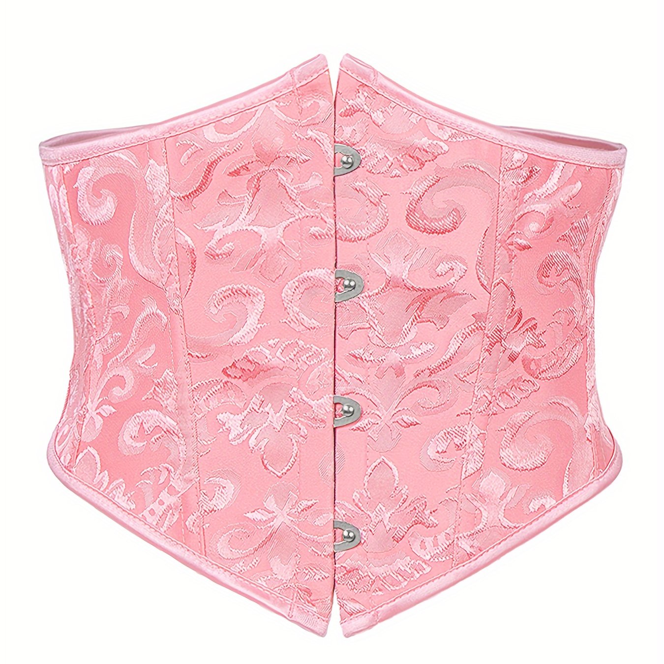 Women's elegant floral pattern girdle with lace-up back and buttons, a stylish and sexy fashion design.