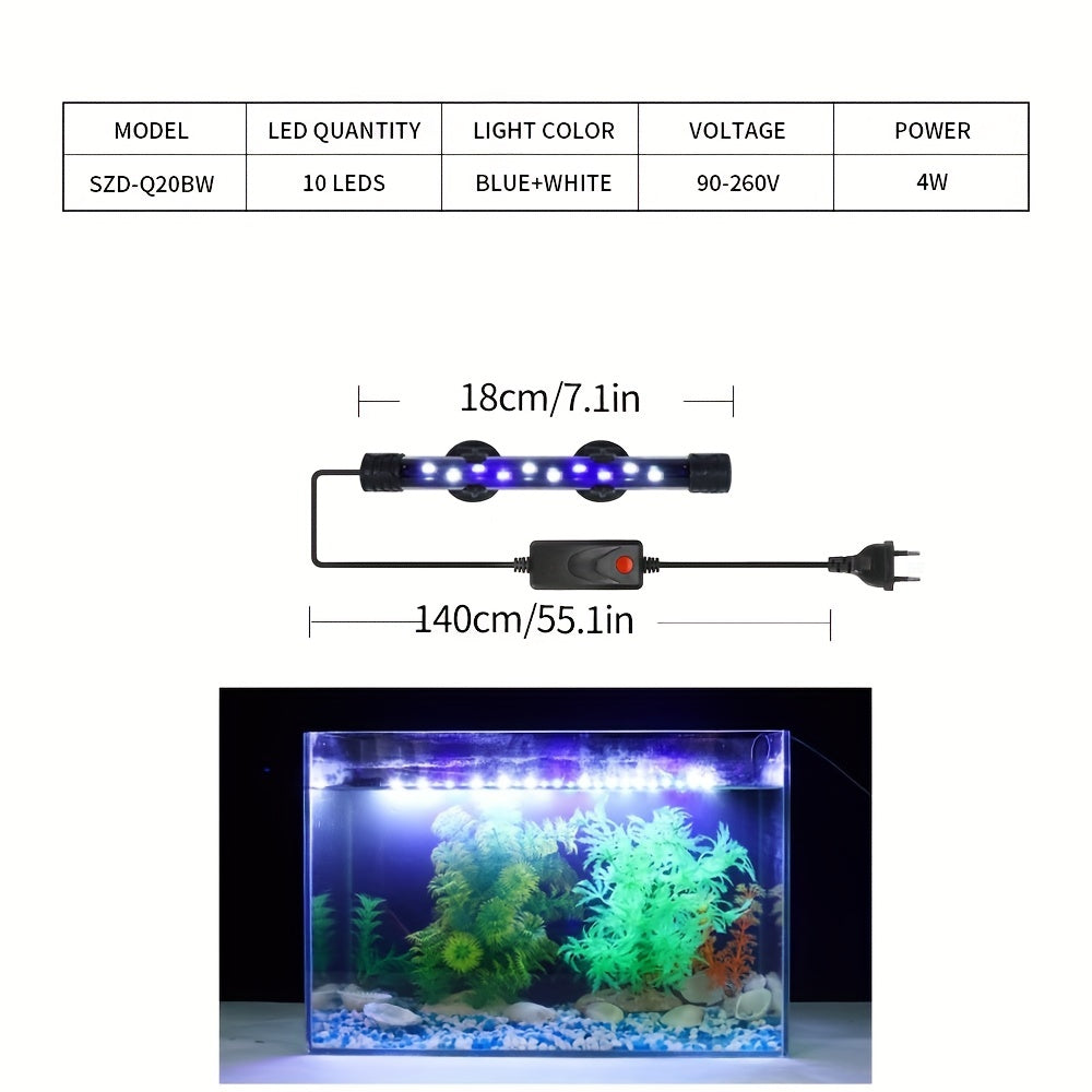 Светодиодная аквариумная лампа для высокой яркости, синим и белым световым эффектом, идеально подходит для декоративных аквариумов.