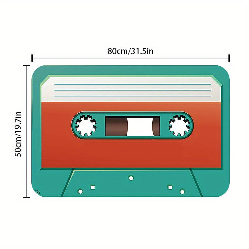 Retro Cassette Tape Inspired Door Mat - Vibrant, Anti-Slip & Stain-Resistant Kitchen Rug for Home Styling, Entryway, and Doorway