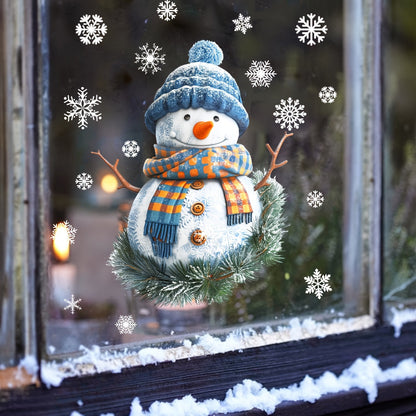 Snowman Window Cling for a Modern Look, Self-Adhesive Static Film made of Polyvinyl Chloride, Double-Sided Visual Design for the Festive Season, 3D Wall Sticker in a Single Sheet measuring 30x40cm - Item Number CT3045-YL.