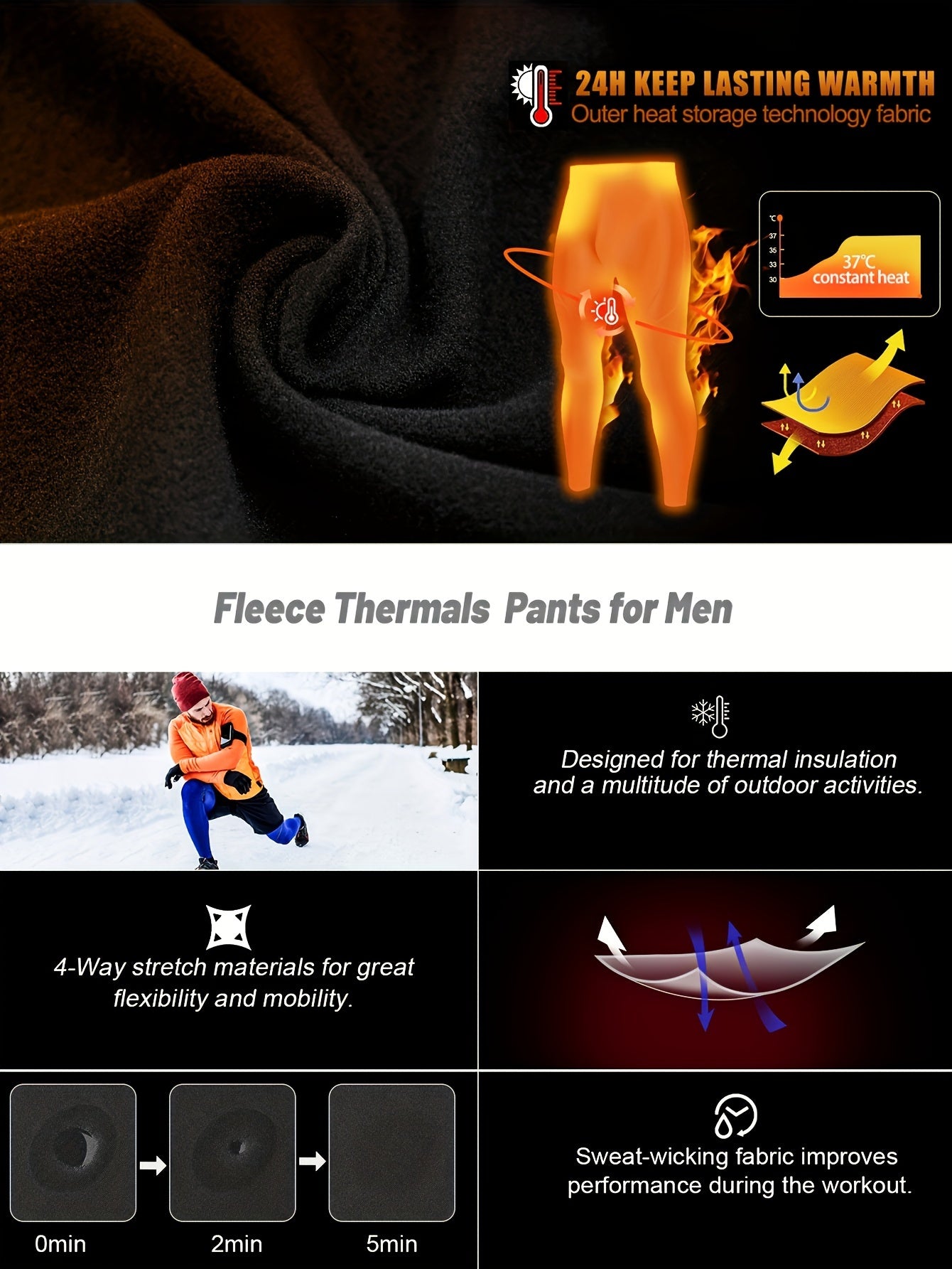 Men's Solid Color Thermal Underwear Set, Lightweight and Stretchy, Perfect for Sports and Autumn Wear