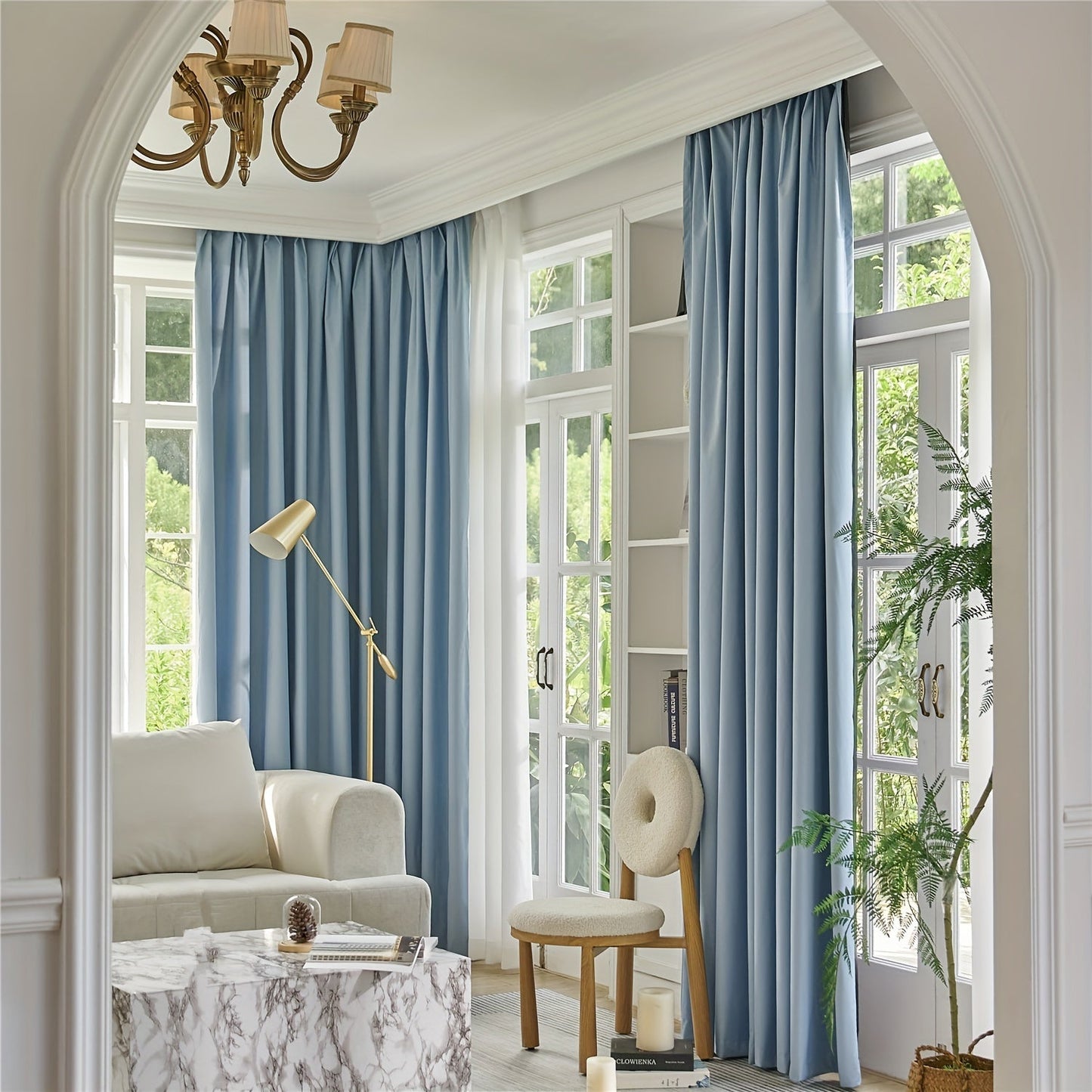 Blackout curtains in black or white color options available for bedroom and living room. These thermal lined curtains are insulated and light blocking, reducing noise in the room. Perfect for use in various rooms including living rooms, bedrooms