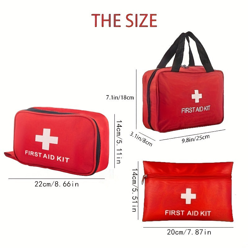 Multifunctional first aid kit for outdoor adventure, hunting, hiking, and camping, contains 65/188/208 pcs, with carrying pack and essential supplies such as scissors, gloves, duct tape