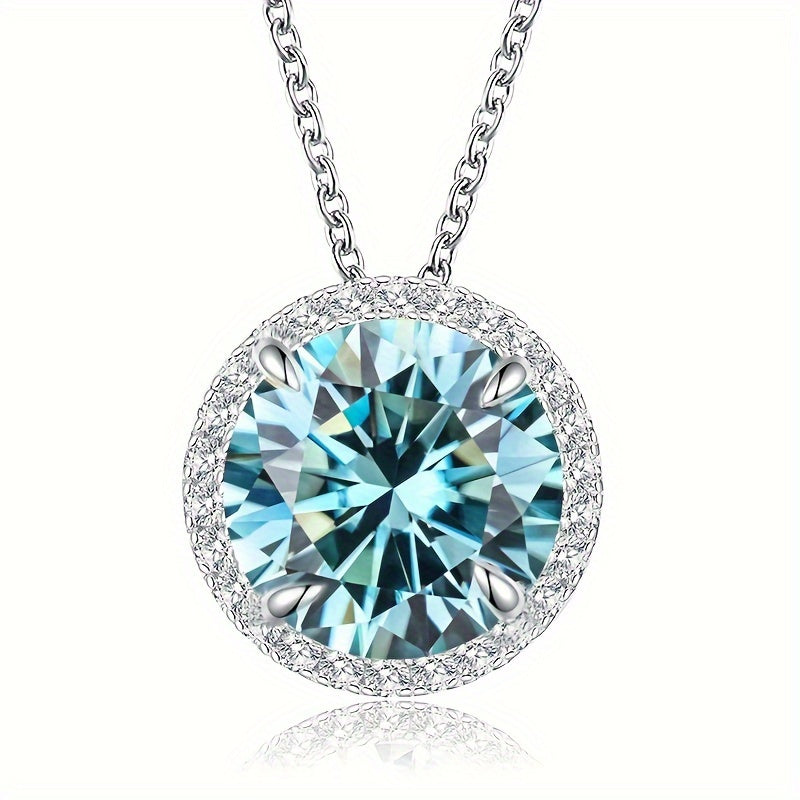 Luxurious pendant necklace made with 5ct red golden yellow Moissanite set in S925 Sterling Silver, suitable for both men and women. Perfect for engagement, marriage, or anniversary gift. Comes in a gift box, weighing 4g/0.14oz. Ideal for celebrating a