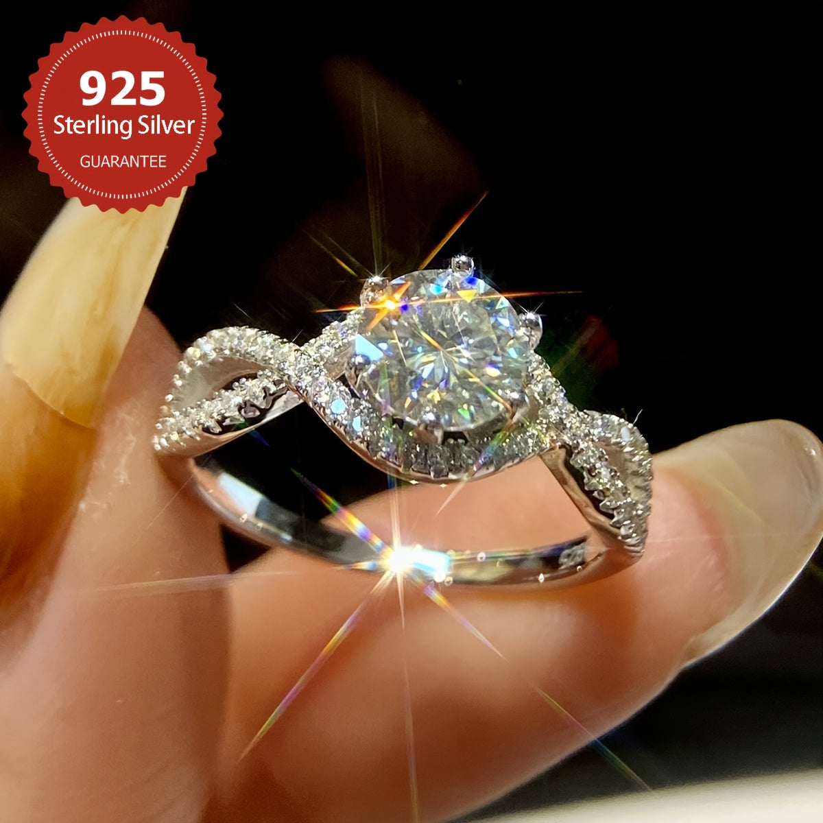 1 karat Moissanite to'y uzuk, porloq 925 sterling kumush bilan - Mukammal va'da uzuki yoki zargarlik aksessuari