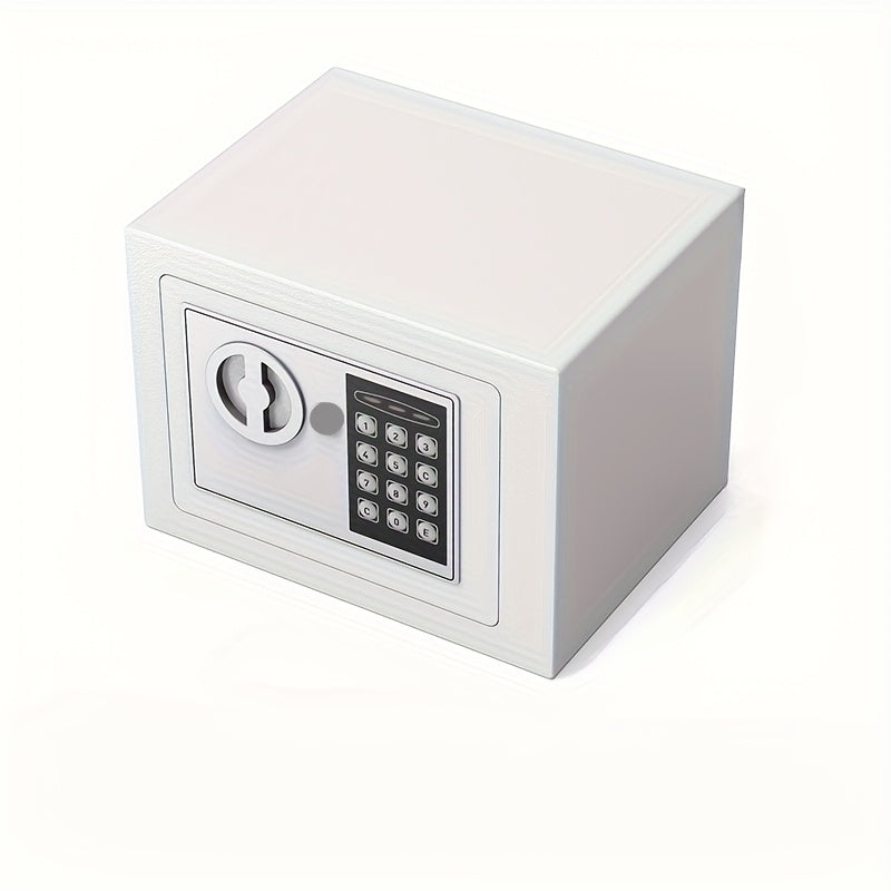 Luxury digital security safe with steel construction, dual entry methods, and keyboard lock for office, hotel, or business use, ideal for storing cash and valuables securely.