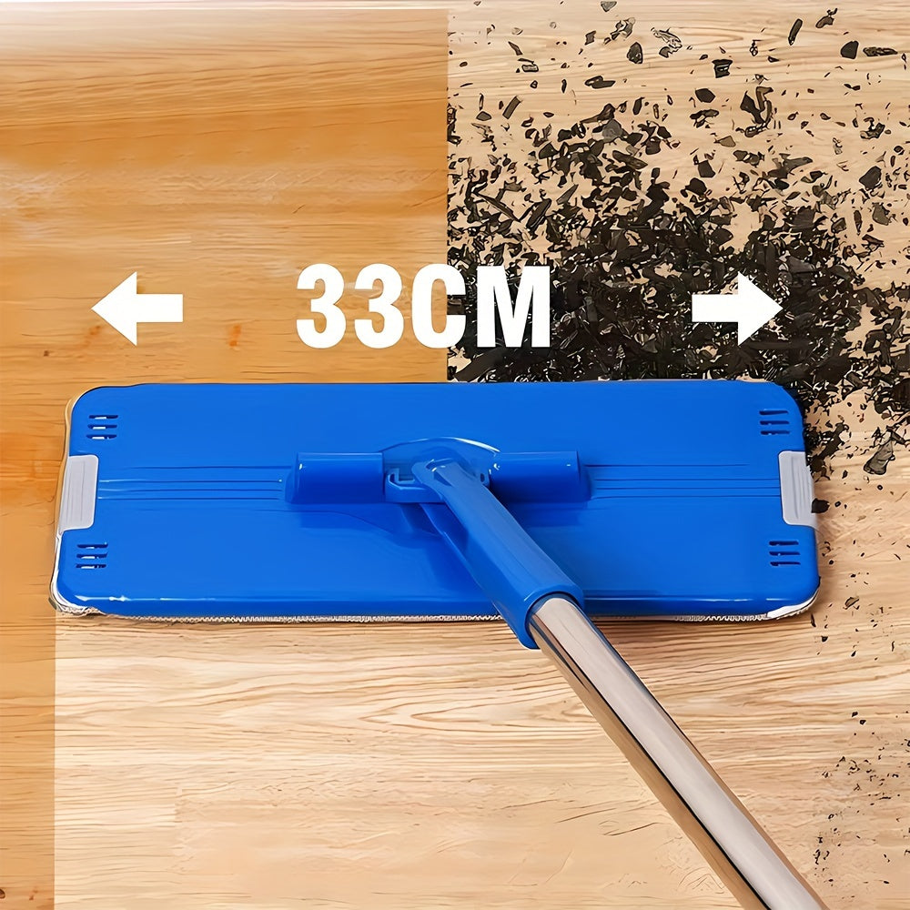 Get your hands on the Flat Mop and Bucket Set, featuring a convenient wringer for easy cleaning. This 2-in-1 system is perfect for both dry and wet cleaning, with reusable microfiber pads that are gentle on laminate, hardwood, and tile floors. No