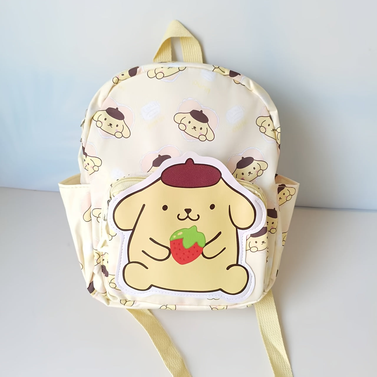 Sanrio backpacks for kids featuring cute cartoon designs, lightweight & durable canvas material, available in multiple colors & patterns, with large capacity and zippered closure.