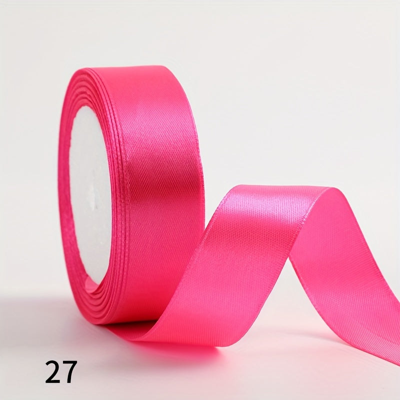 1 piece of 2.5cm wide, 25 yards long satin ribbon for gift wrapping, wedding decoration, car silk ribbon, baking, and webbing.