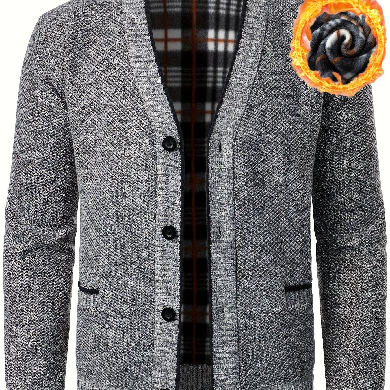 Classic and comfortable men's plus-size cardigan, ideal for layering in autumn and winter.