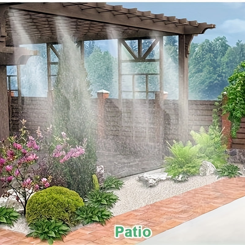 Outdoor cooling mist system for low-pressure spray in gardens, factories, and vegetable moisturizing kits with standard European thread connectors.