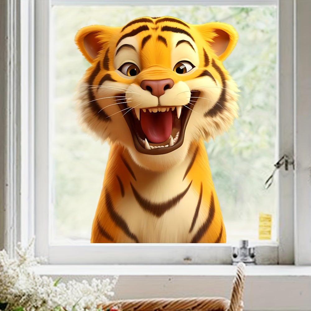 Add a touch of charm to your bedroom and living room windows with this cute Tiger Cartoon electrostatic glass sticker. This classic style sticker is 2mil thick and reusable, making it a perfect decor accessory for your home.