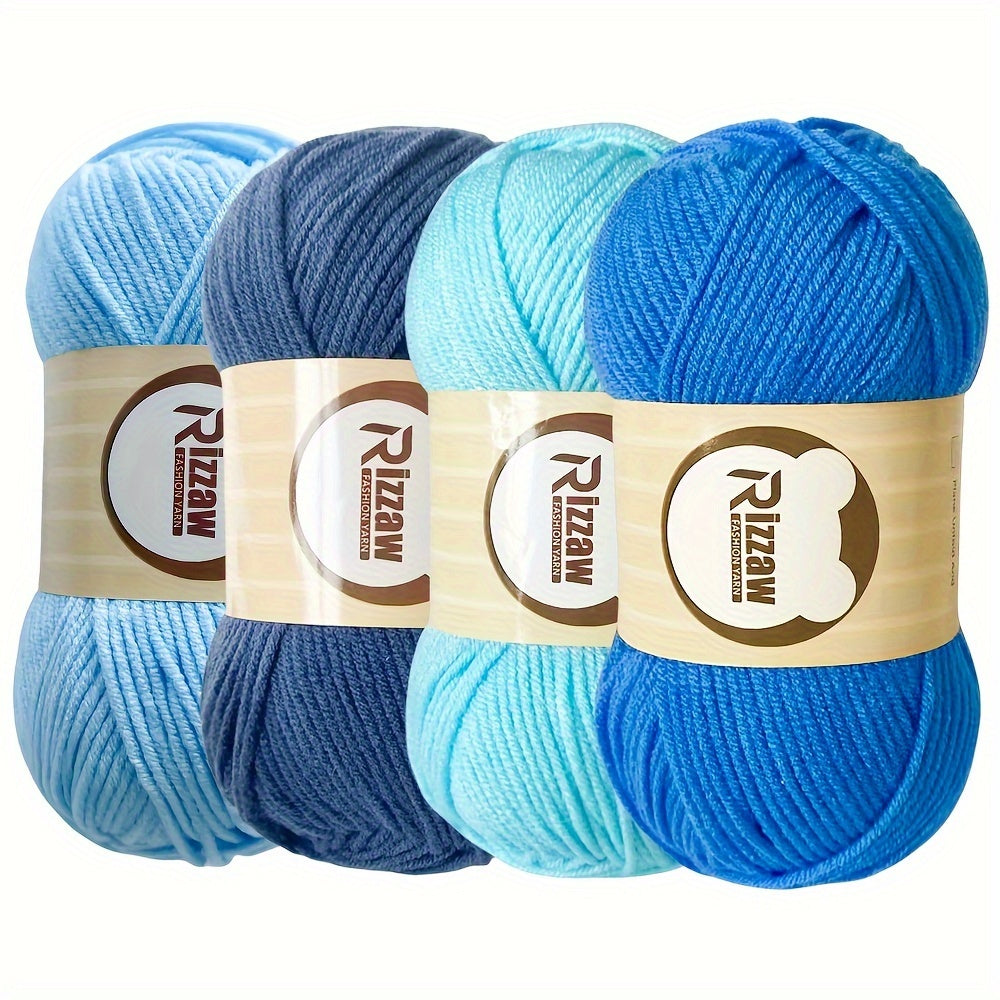 Morandi color set with 4 strands of yarn for crochet projects, including blanket, clothes, tote bag, and slippers. Each strand is 50g.