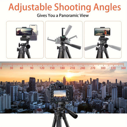 ZOMEi Aluminum Tripod with adjustable height and phone holder for professional lighting support, portable and durable for video conferencing, streaming, and photography.