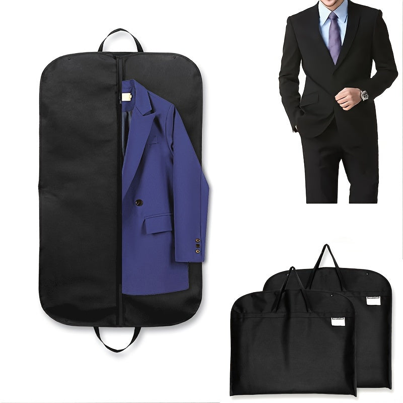 Foldable Black Suit Cover Clothes Bag with Handle, Ideal for Garment Travel Storage in Bedroom, Closet, Wardrobe, Home, or Dorm Room