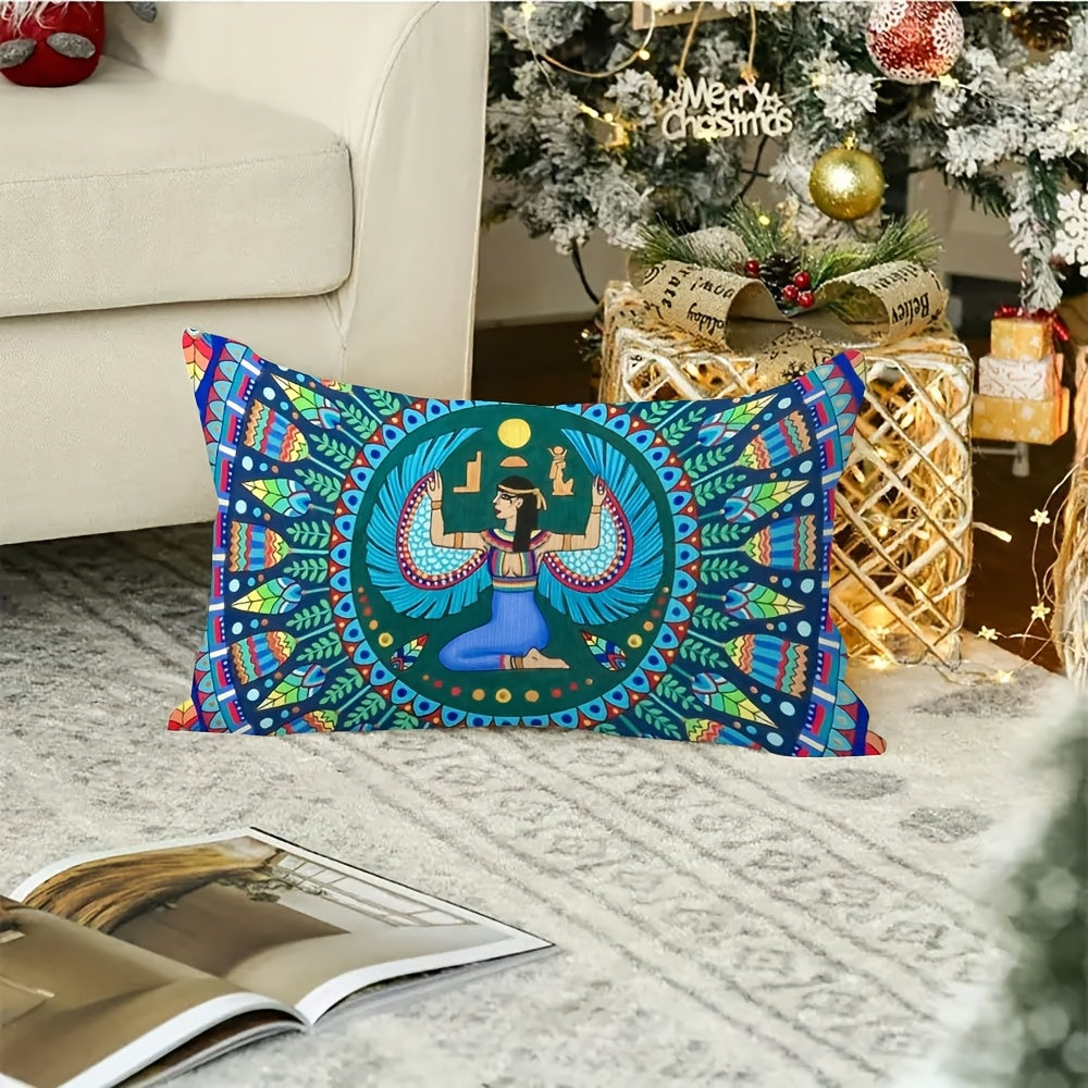 Enhance your sofa and bedroom decor with this luxurious 2-piece set featuring the Egyptian Goddess Isis. These double-sided plush pillow covers measure 30.48x50.8 cm, making them perfect for adding a touch of elegance to your living space.