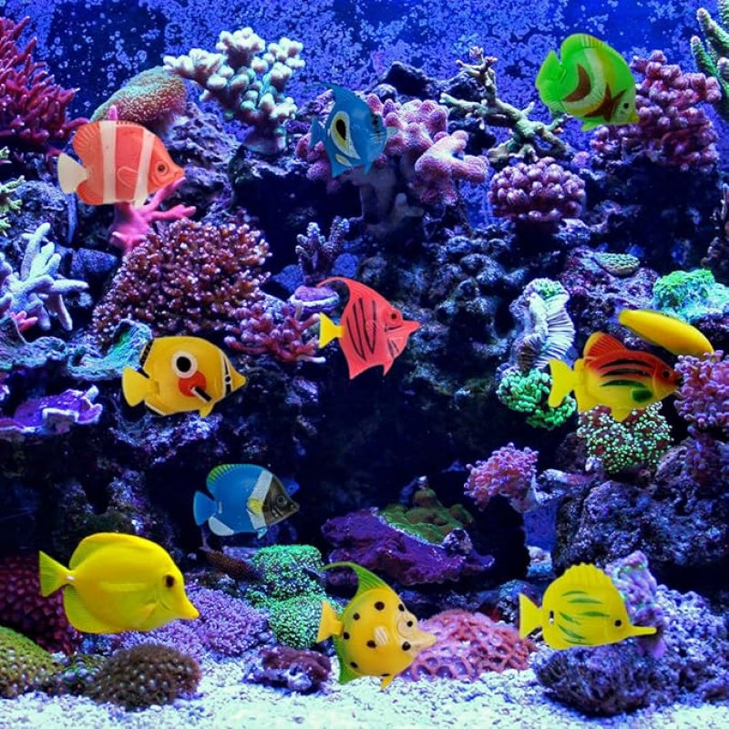 15 realistic moving artificial fish for tank or bathroom decoration.