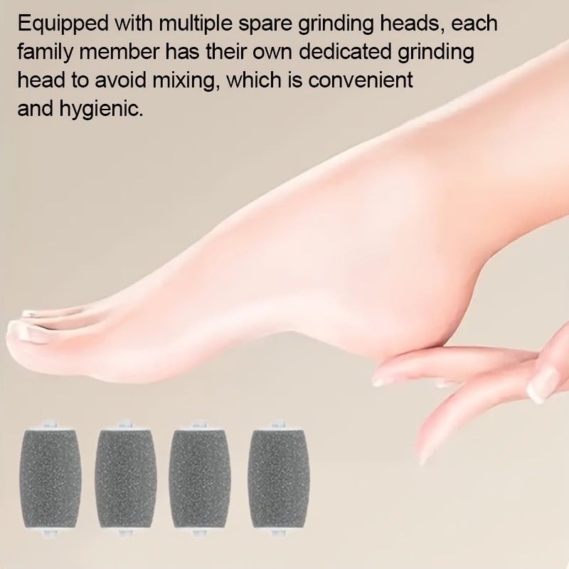 Rechargeable Electric Foot Grinder with 4 Spare Heads for Easy Exfoliation, Portable and Cordless with LED Lights.