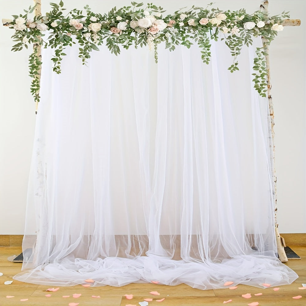 White Tulle Backdrop Curtain - Perfect for Parties, Weddings, and Home Decor - Size: 150*215cm